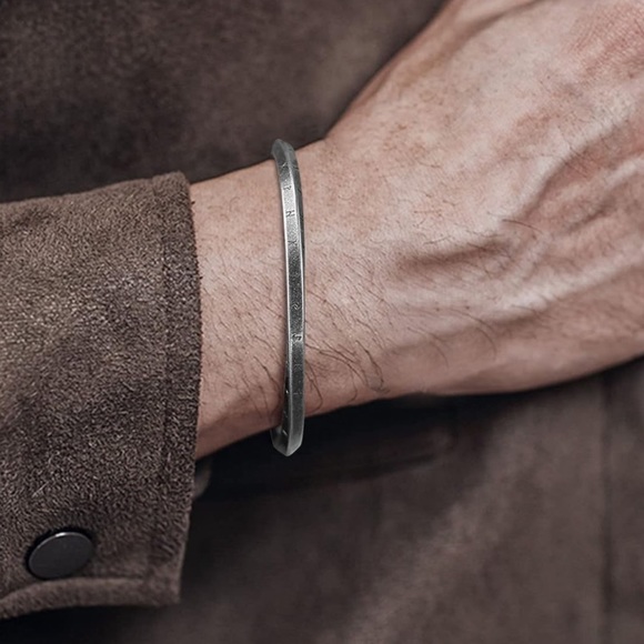 New Silver Nordic Viking Cuff Twist Bracelet - Picture 8 of 10